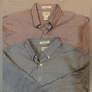L.L. Bean Men's black/white and red/white checkered (Gingham) LS shirt size XL.